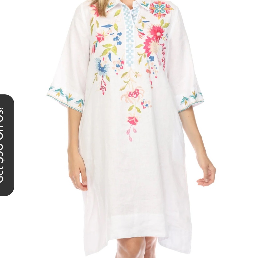 Johnny Was 100% Linen Oversized Print DressSzL